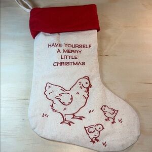 Red and Cream Rustic Christmas Stocking